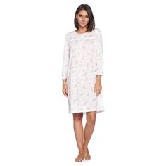 Size recommendation: Size Medium (4-6) Large (8-10) X-Large (12-14) XX-Large (16-18), Order one size up For a more Relaxed Fit Hit the sack in total comfort with this Soft and lightweight Cotton Blend Nightgown, Features Square neck, Approximately 38 from shoulder to hem, long sleeves, 5 button closure, detailed with lace and Stiching for an extra feminine touch. A comfortable fit perfect for sleeping or lounging around. Size: M.  Color: Purple.  Gender: female.  Age Group: adult. Long Sleeve Nightgown, Sleep Dress, House Dress, Night Shirt, Caps For Women, Lingerie Sleepwear, Sleepwear Women, Long Maxi Dress, Pajamas Women