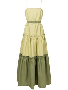 Adriana Degreas Jellyfish Tiered Maxi Dress - Farfetch Long Cotton Dress, Skirt Straight, Adriana Degreas, Cotton Long Dress, City Dress, Airport Fashion, Swimsuit Dress, Maxi Dress Green, Tiered Maxi Dress