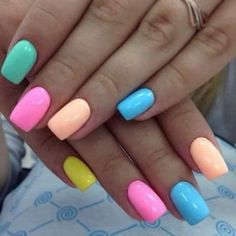 Nails Easter, Multicolored Nails, Unghie Sfumate, Easter Nail Art, Colorful Nail, Colorful Nails