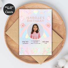 Editable Rainbow Picture Birthday Invite Cute Pastel Girl Birthday Party Photo Birthday Invite Baby Colorful Girl Birthday Photo Invite - Etsy Serbia