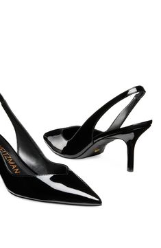 Sleek and sophisticated, this pointy-toed leather pump swaps out the heel counter for a breezy slingback strap. 4" heel Elasticized slingback strap Leather upper and lining/leather and synthetic sole Made in Spain Patent Leather Slingback Pumps For Night Out, Luxury Fitted Slingback Pumps, Classic Patent Leather Slingback Pumps For Evening, Sleek Slingback Pumps With 4-inch Heel, Luxury Fitted Slingback Pumps With 4-inch Heel, Sleek High Heel Slingback Pumps, Sleek 4-inch Heel Slingback Heels, Elegant Patent Leather Slingback Pumps With 4-inch Heel, Luxury Slingback Pumps For Office