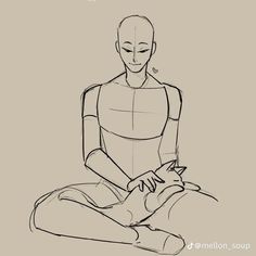 a drawing of a person sitting on the ground with their hands in each other's lap