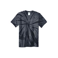 a black and white tie - dyed t - shirt with a circular design on the front