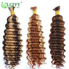 Piano Color Deep Wave Human Hair Bulk For Braiding Hair Extension Crochet Braids Hair Texture: Deep Wave Length: 12-26inch Available Hair Material: 100% Human Hair Weight: 100 grams/pc Hair Color: #4/27, #4/30, #27/30, #4, #27. If u need other colors, pls make note or send us message. Suggest: 2 or 3 bundles for full head Feature: Hair can be straightened and curled, can be dyed bleached Life Time: Last more than 12 months Advantage: No Tangle, No Shedding, Healthy Shiny Luster, Soft Shipping: S Strawberry Blond, Deep Wave Human Hair, Wave Texture, Colored Braids, Crochet Braids Hairstyles, Braids Hair, Human Braiding Hair, Braid In Hair Extensions, Hair Braiding