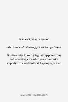 a white paper with black writing on it that says dear maniesing generator,