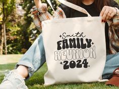 Celebrate your family gathering with our custom "Family Reunion" canvas tote bag, personalized with your family name and the year, making it the perfect family reunion party favor. This durable canvas tote bag is a thoughtful gift for cousins and relatives, ideal for carrying memories from your family vacation and serving as a cherished keepsake from the family reunion. This 100% cotton bag comes in one size - 15" x 16"- perfect for everyday wear. While the canvas material will show off your des Family Reunion Gift Bag Ideas, Family Reunion Bags, Family Reunion Party Favors, Family Reunion Keepsakes, Reunion Favors, Family Reunion Favors, Aruba Vacation, Family Reunion Gifts, Reunion Party