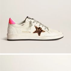 Golden Goose Ball Star Size 37 Worn Once Or Twice With Dust Bag Golden Goose Ball Star, Shoes Golden Goose, Goose Shoes, Golden Goose Shoes, Star Sneakers, Golden Goose, Womens Shoes Sneakers, Pink White, Dust Bag