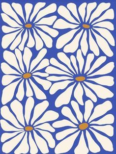 a blue and white flower design with four petals in the center, on a light blue background