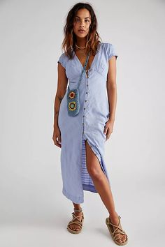 New In Town Midi | Free People Cotton Midi Dress With Button Closure For Day Out, Casual Fitted Midi Dress With Notched Neckline, Cotton V-neck Dress With Button Closure, Cotton V-neck Midi Dress With Button Closure, Chic Cotton Midi Dress With Button Closure, Cotton Button-up Midi Dress For Day Out, Cotton Midi Dress With Buttons, Fitted Cotton Midi Dress With Button Closure, Casual Cotton V-neck Midi Dress