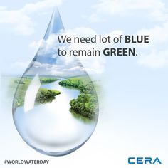 a water drop with the words we need lot of blue to remain green