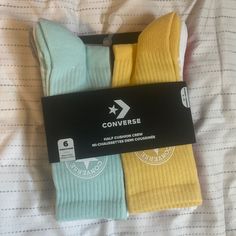 Convers Socks Size 4-10 Colors Blue, White, Grey, Yellow, And Red 6 Pairs Total Casual Sports Socks, Casual Sports Socks For Spring, Blue Non-slip Casual Socks, Casual Blue Non-slip Socks, Casual Multicolor Socks For Streetwear, Sporty Multicolor Cotton Socks, Sporty Yellow Cotton Socks, Casual Yellow Socks For Spring, Black Glitter Converse