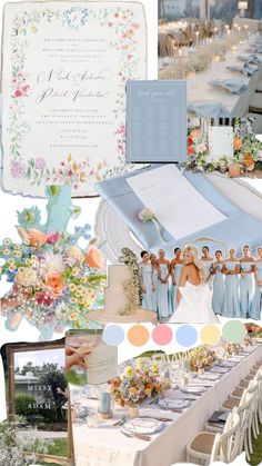 a collage of wedding colors and decorations