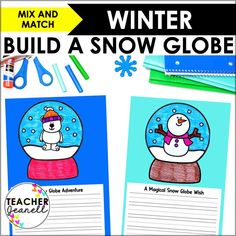 Snow Globe Craft and Writing Activity for Kids - Winter Bulletin Board Display - Teacher Jeanell Winter Art Classroom, Winter Snow Globe Craft, Snowman Bulletin Board, Snow Globe Craft, Winter Classroom Decorations, Winter Bulletin Board, Winter Snow Globe, Winter Bulletin, Snow Globe Crafts