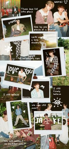 the collage has many different pictures and words on it, including one with an i love you message