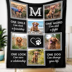 a blanket with pictures of dogs on it