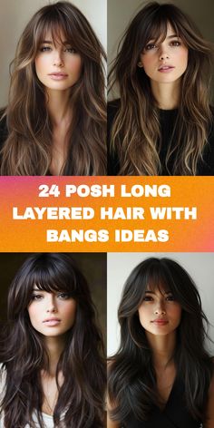 Check out 24 stunning long layered hair with bangs ideas to refresh your hairstyle! These options blend flowing layers with fashionable bangs for a modern and stylish look. Find inspiration and elevate your hair game with these gorgeous styles. Layers For Long Hair Straight Bangs, Layered Hair Fringe Bangs, Edgy Long Layered Hair, Texture Haircut Long, Fringe Styles For Long Hair, Long Fringe Haircut Choppy Layers, Layered With Bangs Long Hair, Long Side Bangs With Layers Face Framing, V Shape Haircut With Curtain Bangs