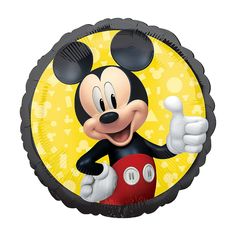 a mickey mouse balloon with the thumbs up