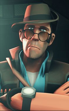 an animated man with glasses and a hat