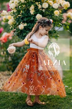 Exquisite burnt orange flower girl dress by AlziaDresses on Etsy Junior Bridesmaids, Wedding Renewal, Satin Sash, Orange Flower, Junior Bridesmaid, Girls Birthday