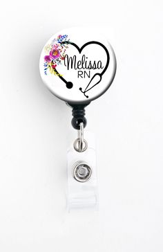 "Perfect for anyone who uses an ID - Nurses, Teachers, Doctors, Office Professionals, Students and so many more. All items feature: ♥ Personalization! All items custom made to order featuring your name ♥ 34\" retractable cord - locks in place so your badge won't turn around ♥ Mylar covering - simply wipe clean! Choose the badge that fits your lifestyle! We offer: ♥ Swivel Clip, Slide/Belt Clip, and Magnetic Clip Badge Reels ♥ Steth Tag - Never lose your stethoscope again! (Does not fit on a Litt Nurses Week Gifts, Retractable Id Badge Holder, Acrylic Keychains, Retractable Badge Holder, Name Badges, Nurse Badge, Cricut Projects Vinyl, Id Badge Holders, Badge Holder