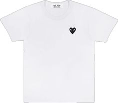 White Cotton T-shirt With Heart Patch, White Cotton T-shirt With Heart Print, White Heart Print Top For Streetwear, Basic White T-shirt With Heart Graphic, Casual White T-shirt With Heart Shape, White Relaxed Fit T-shirt With Heart Graphic, White Casual Top With Heart Patch, Casual White Top With Heart Patch, White Cotton Top With Heart Patch