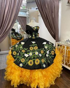 Black Yellow Charro Mexican Quinceanera Dresses Embroidery Floral Sweetheart Corset vestidos de xv Quinceanera Dresses Traditional, Quinceanera Dresses Yellow, Mexican Traditional Clothing, Mexican Quinceanera, Mexican Quinceanera Dresses, Charro Quinceanera Dresses, Sweetheart Corset, Dresses Traditional, Traditional Mexican