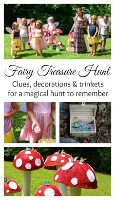 fairy treasures hunt clues, decorations & trinkets for a magic hunt to remember