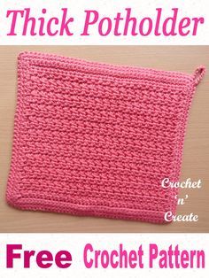 a pink crocheted pot holder with the words, free crochet pattern