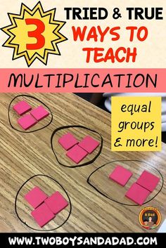 the three ways to teach multiplication for kids is shown in this poster