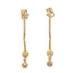 22k Yellow Gold Cubic Zirconia Sui-Dhaga Earrings with gold weight of 1.809g Gender Female, Gold Earrings, Cubic Zirconia, Age Group, Product Description, Yellow Gold, Stud Earrings, Yellow, Gold