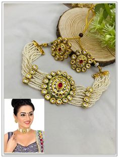 Designer Gold Bridal Choker Necklace With Chandbali Jewellery  with an adjustable back for a perfect fit Earrings for party or Ideal for Special Occasion! Earrings Drop length -  3cm Pendant Size: 4.5cm Other designs are available please check my other listings!! Thanks for looking...If you have any questions please do not hesitate to get in touch! Traditional White Adjustable Choker, White Adjustable Traditional Choker, White Choker For Ceremonial Festivals, Traditional White Choker For Ceremonial Occasions, White Traditional Choker For Ceremonial Occasions, White Ceremonial Choker For Festivals, White Ceremonial Festival Choker, Traditional White Ceremonial Choker, Traditional White Kundan Necklace With Round Beads