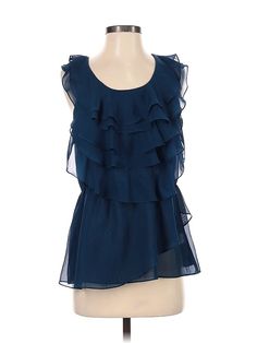 LC Lauren Conrad Sleeveless Blouse Size: Small Tops - used. 100% Polyester | LC Lauren Conrad Sleeveless Blouse: Blue Tops - Size Small Blue Tank Vest Blouse, Blue Ruffled Tank Top, Blue Ruffled Sleeveless Blouse, Lc Lauren Conrad, Lauren Conrad, Small Tops, Sleeveless Blouse, Peplum Top, Sleeveless Top