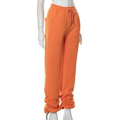 Drawstring Mid Waist Loose Fit Jogger Sweatpants Fitted Pants With Drawstring, Orange Drawstring Bottoms For Loungewear, Fitted Leisure Pants, Fitted Full-length Drawstring Pants, Fitted Joggers, Jogger Sweatpants, 1 Million, Drawstring Waist, Orange Color