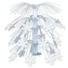 an abstract image of snowflakes hanging from a pole on a white background with clippings