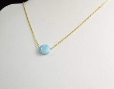 Fidget Necklace, Floating Necklace, Larimar Jewelry, Solitaire Necklaces, Everyday Necklace, Gift For Christmas, Delicate Necklace, Dominican Republic, Healing Properties