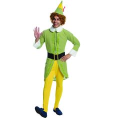 a man dressed in a green and yellow costume