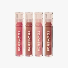 Fall Lip Gloss, Tower 28 Lip Gloss, Lip Products Aesthetic, Lip Gloss Packaging, Gloss Packaging, Preppy Makeup, Tower 28, Vegan Lip Gloss, Lip Jelly