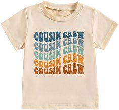 PRICES MAY VARY. Feature: Cousin shirts for kids ,cousin crew toddler shirt, cousin matching outift for baby boys girls, family cousin gift cotton tees. Crew neck,super soft,breathable,skin friendly and cozy. Style: Cousin matching outfit for kids and babies, new to the crazy cousins crew tops, adorable big cousin little cousin short sleeve tee, great gift idea for son,daughter,grandson,granddaughter,niece,or nephew. Versatile: This funny cute cousin crew tee shirt is perfect for birthday partie Toddler Shirt Ideas, Family Tshirt, Cousin Crew Shirts, Kids Tshirt Designs, Funny Toddler Shirt, Funny Kids Shirts, Gender Neutral Baby Gifts, Cousin Gifts, Toddler Humor