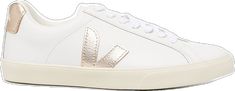 Veja Esplar, Animal Welfare, Supply Chain, Gold Leather, Sneakers White, Lace Front, Patch Logo, Low Top, Top Sneakers