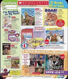 the front page of a children's book with pictures of animals and other things