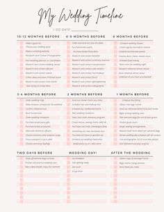 a wedding checklist with the words, my wedding schedule on it and two days before