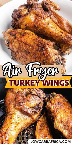 air fryer turkey wings with text overlay