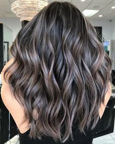 Dark Hair Highlights To Cover Grey, Easy Hair Color To Cover Grey, Chrome Chocolate Hair, Grey Blending Highlights Dark Brown Hair, Fall Hair Color For Brunettes To Cover Gray, Partial Highlights To Blend Gray, Fall Hair Colors For Gray Coverage, Gray Blending Before And After, Redken Grey Blending