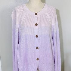 Universal Thread Lavender Levels Of Color Knit Sweater/ Nwta/ Long Sleeves/ Button Down Front/ Xxl/ Soft Knit Sweater Purple Button-up Sweater For Spring, Casual Purple Button-up Sweater, Casual Purple Cable Knit Cardigan, Universal Thread, Colorful Fashion, Soft Knits, Colorful Sweaters, Color Purple, Knit Sweater