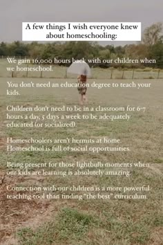 a person standing in a field with an umbrella over their head and the words, a few things i wish everyone knew about homeschooling