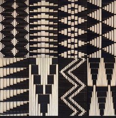 black and white woven material with geometric designs