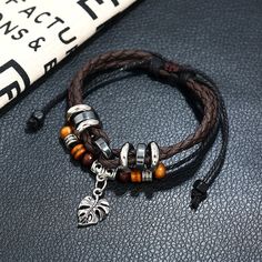 Style: Korean Style/Korean Style Material: Leather Color: Black, Dark Brown Woven Bracelets, Leather Weaving, Style Korean, Bracelets For Men, Mens Bracelet, Dark Brown, Korean Fashion, Leather, Black