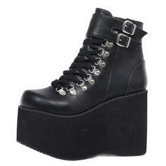 Women Ankle Boots 11CM High Wedge Heel Thick Platform Rubber Sole Buckle Strap Japanese style Shoes Boot Type: Basic Shaft Material: PU Outsole Material: TPU Upper Material: PU Origin: Mainland China Season: Spring/Autumn Insole Material: PU 3256801335875739 Heel Type: Wedges Lining Material: PU Boot Height: ANKLE Item Type: Boots Fashion Element: Cross-tied Department Name: Adult Toe Shape: round toe Heel Height: Super High (8cm-up) Pattern Type: Solid Fit: Fits true to size, take your normal s Creepers Shoes, Mode Punk, Basic Boots, Pu Boots, Gothic Metal, High Wedges, Wedges Style, Square Toe Heels, Pu Heels