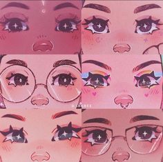 four different images of the same woman's eyes with stars on their lids and eyelashes