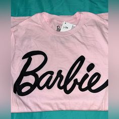 Official Tee For Barbie! Size S New Real & Genuine Trendy Pink Shirt With Text Print, Pink Slogan Crew Neck Shirt, Pink Slogan Shirt With Crew Neck, Pink Crew Neck Shirt With Slogan, Trendy Pink Shirt With Letter Print, Pink Graphic Tee Shirt With Logo Print, Barbie Merch, Red Valentine, Fan Girl